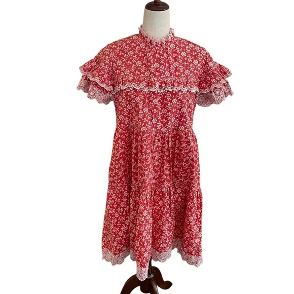 ULLA JOHNSON Leonie Floral Lace Ruffle Dress - Picture 3 of 16